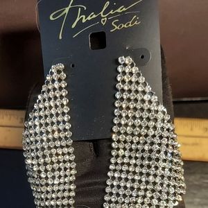 Thalia soti beautiful chain style CZ mesh earrings